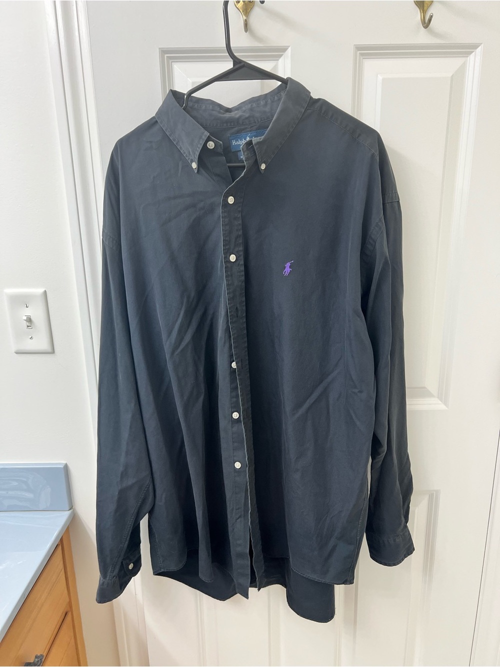 Ralph Lauren Black Button-Down Shirt with Purple Pony